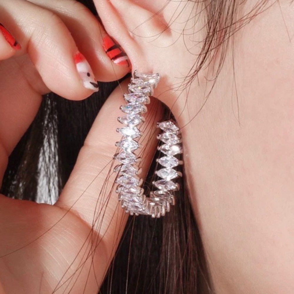 White gold plated open hoop earrings